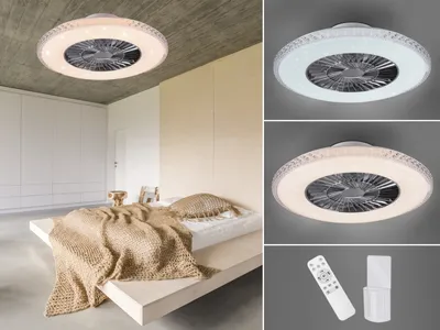 Produktbild von Flacher LED Deckenventilator Ø60cm mit Licht Lampe dimmbar Fernbedienung & Timer