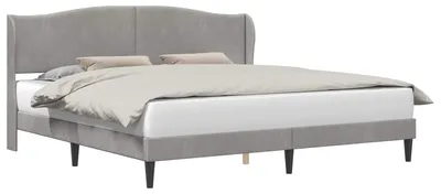 Produktbild von vidaXL Bettrahmen mit Kopfteil Hellgrau 200 x 200 cm Samt