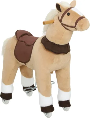 Produktbild von Reitpferd Spielpferd 80 cm mit Sattel und Rollen Stehpferd Plüschpferd für