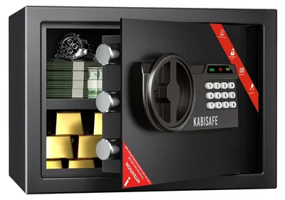 Image de Coffre-fort en acier avec serrure à combinaison et à clé, capacité 25 litres