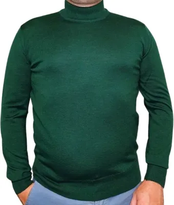 Produktbild von Rollkragenpullover aus 100 % Merinowolle, Farbe GRÜN – M