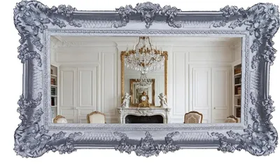 Obrázek produktu pro Barokní nástěnný zrcadlo stříbrné 96x57 cm s ozdobami