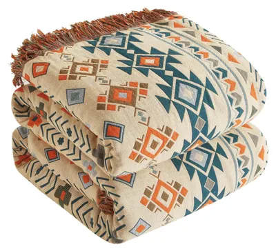 Produktbild von Omgoods – Boho-Decke aus 100 % Baumwolle – Doppelseitige Muselin-Bettdecke, 150 x 200 cm