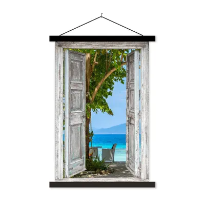 Produktbild von MuchoWow® Textilposter Strand - Tropen - Meer - Blick 120x180 cm mit schwarzem Rahmen - Fotos