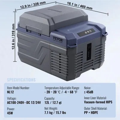 Image de Glacière de voiture de 37 litres - 12/24V et 230V - Glacière à compresseur pour camping et voyages