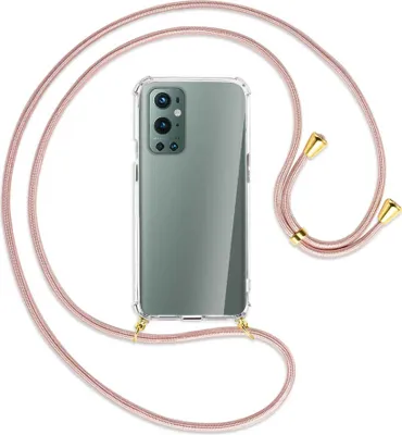 Produktbild von Handykette Backcover-Schutzhülle mit Band (Metall goldfarben) für OnePlus 9 Pro - roségold