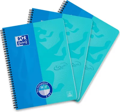 Produktbild von Oxford Touch Collegeblock Duo A4 kariert und liniert, 80 Blatt, 3 Stück
