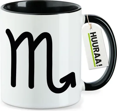 Produktbild von Huuraa Kaffeetasse Skorpion Sternzeichen Zeichen 330ml Schwarz Keramik Kaffeebecher Geschenkidee