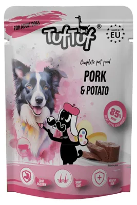 Obrázek produktu pro TufTuf | Krmivo pro psy - Konzervované krmivo s vepřovým masem a bramborami - TufTuf, sáček 500 g - kompletní krmivo pro psy