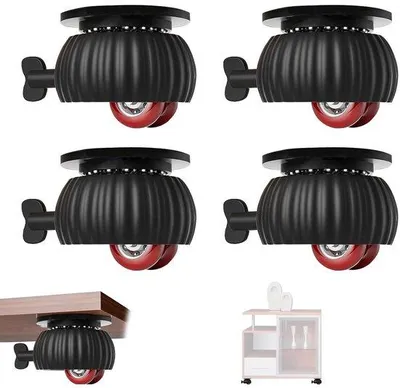 Image de Lot de 4 roulettes autocollantes pour déplacer facilement vos meubles - Roulettes pivotantes à 360 degrés, idéales pour les petits meubles - Autocollantes