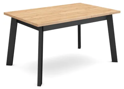 Esstisch 140 x 90 cm, rechteckig, für 6 Personen, Eiche/Schwarz