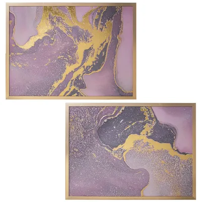 2er-Set Holz-Bilder, rechteckig, 80 x 60 cm