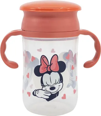 Produktbild von STOR Disney Minnie Reisebecher 395 ml, BPA-freier Kunststoff, mit zwei Griffen, Ausguss und Deckel, waschbar und wiederverwendbar
