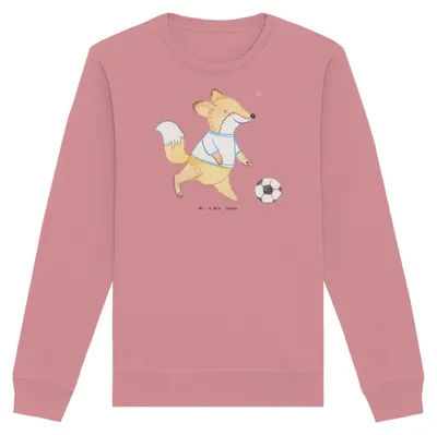 Produktbild von Mr. & Mrs. Panda Baumwoll Pullover Fuchs Fußball spielen Größe M - Canyon Pink - Geschenk, Sweater, Turnier, Pulli, Fußballverein, Fußballmannschaft, Fußballtraining