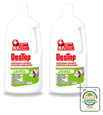 Produktbild von 2 x DesTop Abflussreiniger 4-in-1 mit Chlor und Zitronenduft 1,5 l - Vorratspackung - 2 Stücke