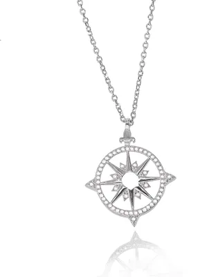 Produktbild von Karisma Damen Silber 925 Anhänger Anker Rad Zrikonia Collier Kette mit Verlängerung 5cm - Roségold Weiße Steine