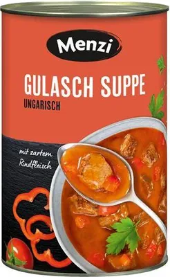 Produktbild von Menzi Gulasch Suppe ungarisch 4200 G Dose  Würzig Tafelfertig Proteinreich Frei von Ei