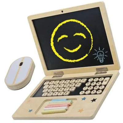 Obrázek produktu pro Dřevěný vzdělávací notebook s písmenky a křídou