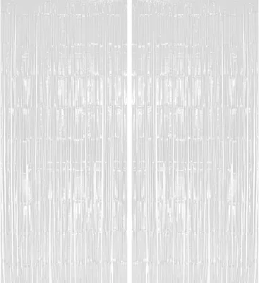 Produktbild von 2x Lametta Vorhang - weiß - 91x244 cm