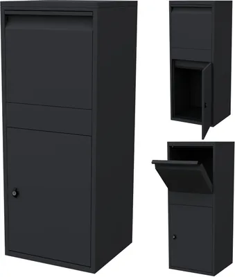 Produktbild von HAGO24 Paketbriefkasten mit Paketbox Anthrazit sicherer Briefkasten mit Paketfach wetterfeste Paketannahmebox aus Stahl Briefkasten mit Schlüssel