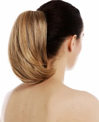 Produktbild von WIG ME UP Pferdeschwanz Zopf kurz glatt voluminös Dunkelblond Goldblond gesträhnt T6545-s-MediumBlonde