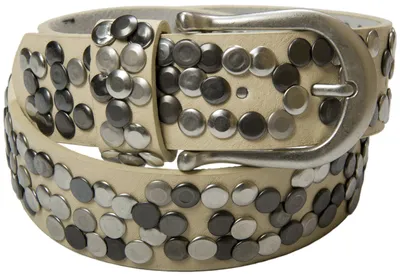 Produktbild von styleBREAKER Damen Nietengürtel 4 cm | Kunstleder mit bunten Nieten | Halbrunde Metallschnalle | Vintage Look für Jeans | Kürzbar