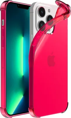 Produktbild von Smartphonica iPhone 13 Pro Max  transparente stoßfeste Silikonhülle mit Bumper - Neon Pink