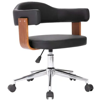 Image de vidaXL Chaise de salle à manger Pivotante Noir Bois courbé et similicuir
