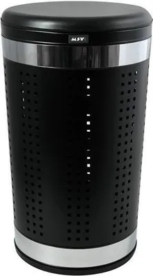Zdjęcie produktu dla MSV Kosz na pranie Pojemnik na pranie Pojemnik na pranie z poduszką do siedzenia Okrągły, wysokość 60,5 cm Metal Czarny matowy
