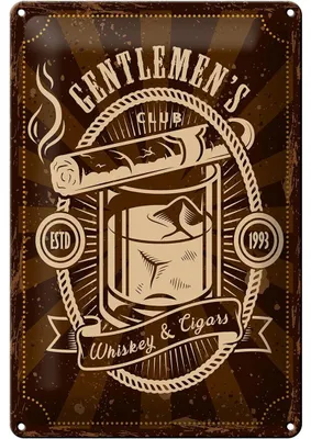 Produktbild von Blechschild Spruch Gentlemen`s Club Whiskey & Cigars 20x30cm