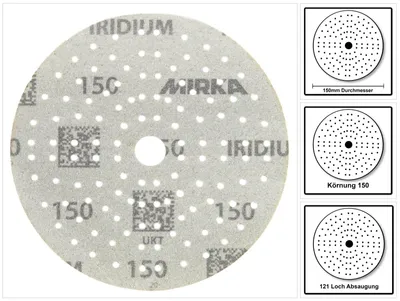 Produktbild von Mirka IRIDIUM Schleifscheiben Grip 150mm K150, 100Stk. ( 246CH09915 )