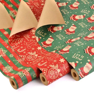 Zdjęcie produktu dla 3 rolki papieru do pakowania świątecznego z różnymi wzorami