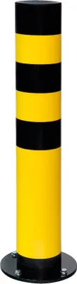 Produktbild von PROREGAL Rammschutz-Poller Swing mit PolyurethanFederelement | HxØ 96,5x15,9cm | Materialstärke 4,5mm | Kunststoffbeschichteter Stahl | Schwarz-Gelb
