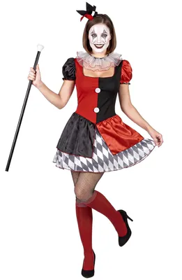 Imagen del producto de Traje de arlequín rojo y negro para mujer, talla L