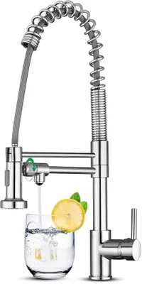 Immagine prodotto di Rubinetto da cucina Unyqoos® a 3 vie – soffione estraibile da 50 cm, funzione integrata di filtraggio dell'acqua, girevole a 360°, valvola in Vetroceramica, corpo in ottone massiccio