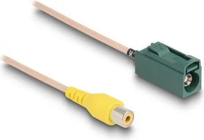 Produktbild von DeLOCK Kabel FAKRA E Buchse zu Cinch Buchse RG-179 32 cm, 0,32 m, RG-179/U, FAKRA Z, RCA, Braun, Gold, Grün, Gelb