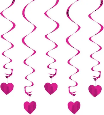 Zdjęcie produktu dla Oblique Unique 5 – girlanda spiralna do zawieszenia pod sufitem z sercem – różowa