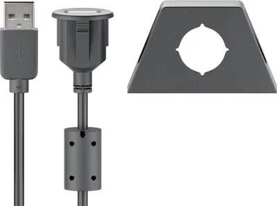 Immagine prodotto di Goobay 95445 Cavo di prolunga USB 2.0 Hi-Speed con staffa di montaggio, nero, 1,2 m - USB 2.0 maschio (tipo A) > USB 2.0 femmina (tipo A)
