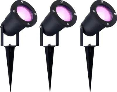 Produktbild von Ledvion 3er Set Gartenstrahler mit Erdspieß IP65 4,9W GU10 CCT RGB