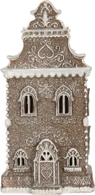 Produktbild von Clayre & Eef Lebkuchenhaus mit LED 12x11x25 cm Braun Kunststoff