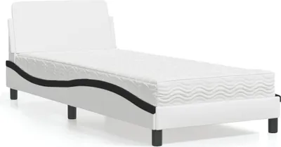 Produktbild von vidaXL Bett mit Matratze "Dover" Weiß und Schwarz 90x190 cm Kunstleder