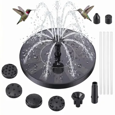 Solarbrunnen mit 6 Düsen, schwimmende Pumpe für Vogelbad, Teich, Garten