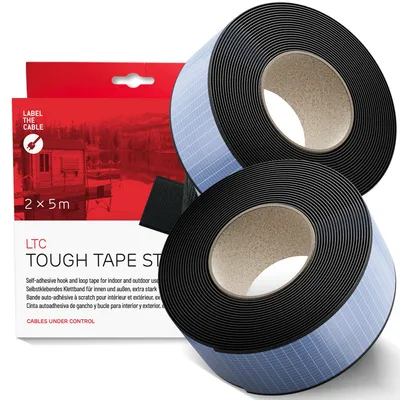 Klettband, selbstklebend, extra stark, wasserdicht, 5 m x 50 mm, schwarz