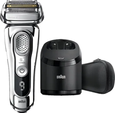 Obrázek produktu pro Braun Series 9 9395cc Elektrorasierer für Herren, verbesserte Reinigungs- und Ladestation, Ledertasche, Elektrorasierer für Nass- und Trockenheit, Präzisionstrimmer, verchromt | 1er Pack