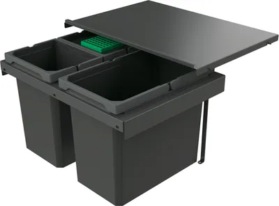 Immagine prodotto di Naber 8013411 Cestino per rifiuti Cox Stand-UP® 350 S/600-3 con coperchio organico, antracite, 42 (2x10/1x22) litri / larghezza mobile 60 cm