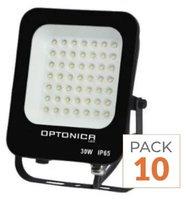 Image de Projecteur LED extérieur SMD, 30W, IP65, noir - Pack de 10 - Lumière blanche neutre, 4000K - 5500K