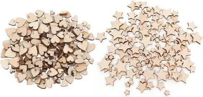Productafbeelding van 200 Stuks Houten Hartjes en Sterretjes voor Knutselen en Decoratie