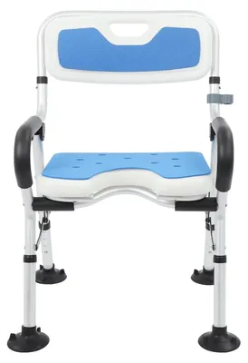 Produktbild von Verstellbarer Duschhocker mit U-förmiger Sitzfläche und Rückenlehne