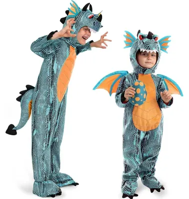 Obrázek produktu pro Dětský kostým draka, uni, modrá barva, velikost 3T (3-4 roky) / S (5-7 let), 100% polyester