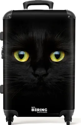 Produktbild von NoBoringSuitcases.com® Großer Koffer - Schwarze Katze mit hellen Augen - Kombinationsschloss TSA - Hartschalen Trolley 4 Rollen - 72 liter - Reisekoffer - 66 cmKoffer Mittelgroß 67x43x25 cm, 72L,